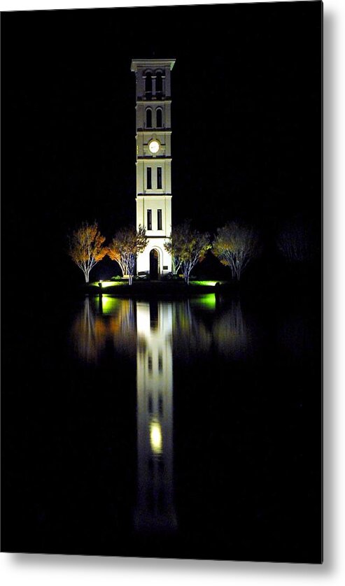 Bench Metal Print featuring the photograph Furman University Tower Greenville SC by Willie Harper