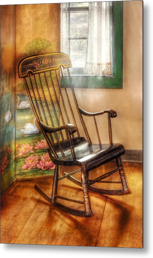 Savad Metal Print featuring the photograph Furniture - Chair - The rocking chair by Mike Savad