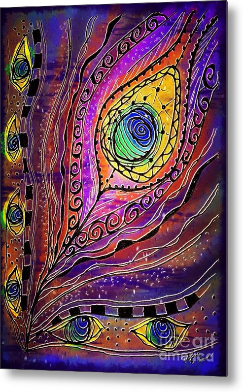 Peacock Metal Print featuring the digital art Galaxy of Vibrancy by Raena Wilson