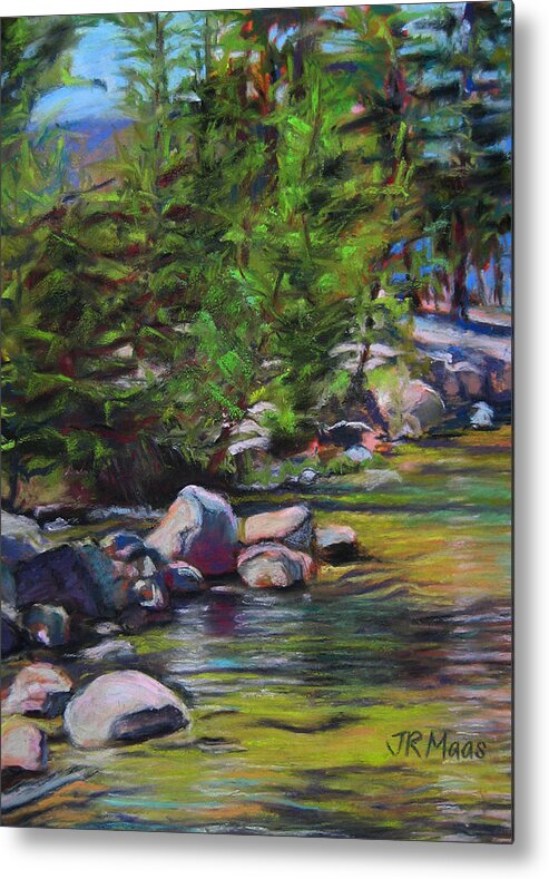 Green And Blue River Water Metal Print featuring the pastel Go With The Flow by Julie Maas