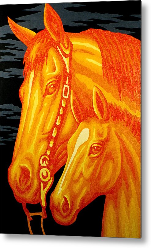 Horse Metal Print featuring the painting Golden Madonna and Child by Steve Fields