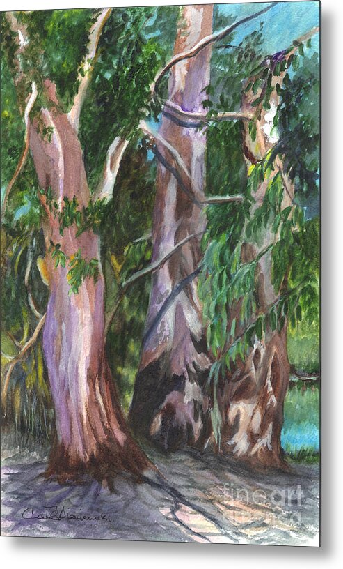 Watercolor Metal Print featuring the painting Gum Trees in Oz by Carol Wisniewski