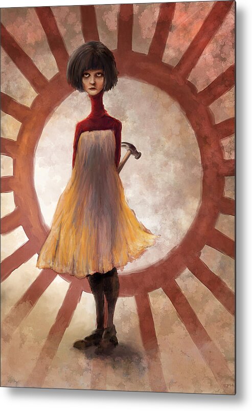 Girl Metal Print featuring the painting HammrGrrl by Ethan Harris
