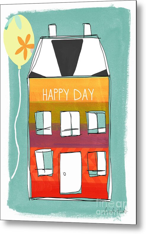 Birthday Metal Print featuring the mixed media Happy Day Card by Linda Woods