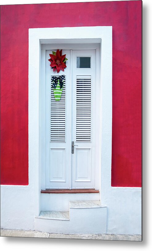 Built Structure Metal Print featuring the photograph Happy Flower Door by Carlosvoss