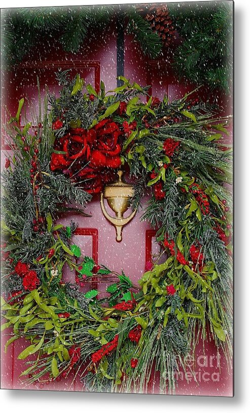 Wreath Metal Print featuring the photograph Happy Holidays by Veronica Batterson