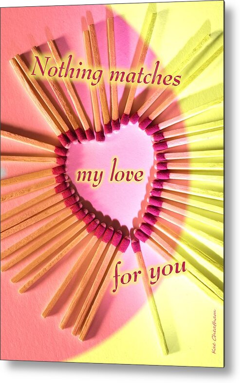 Small Matches Metal Print featuring the mixed media Heart Matches by Kae Cheatham