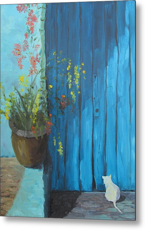 Cat Metal Print featuring the painting Here Mouse by Susan Richardson