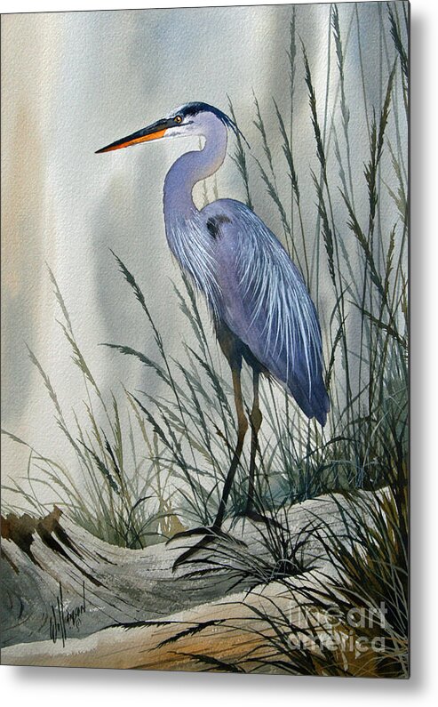 Heron Artwork Metal Print featuring the painting Herons Sheltered Retreat by James Williamson