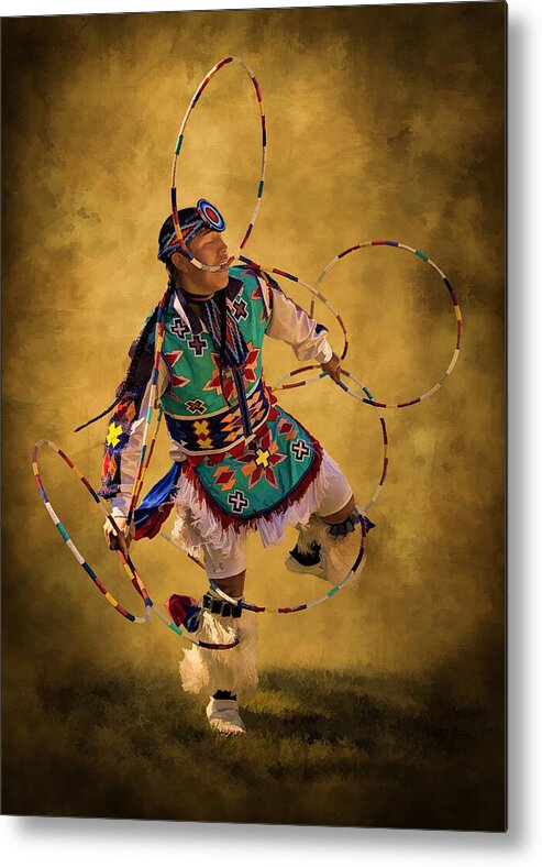 Native American Art Metal Print featuring the photograph Hooping His Heart Out by Priscilla Burgers