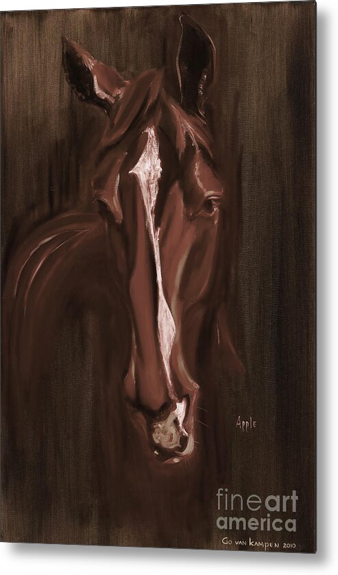 Horse Metal Print featuring the painting Horse Apple warm brown by Go Van Kampen
