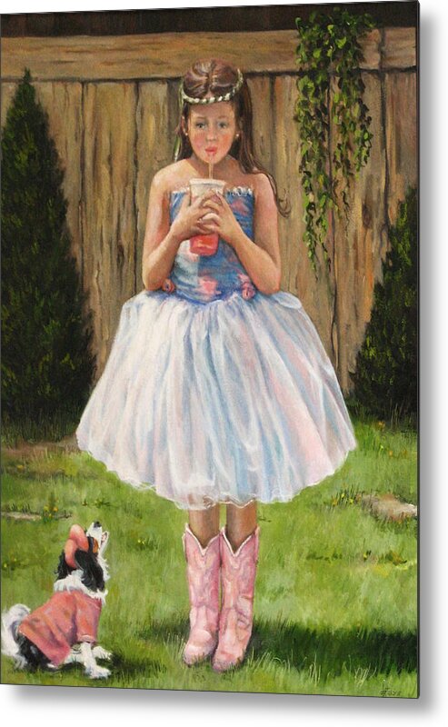 Nature Metal Print featuring the painting I Dressed Myself by Donna Tucker