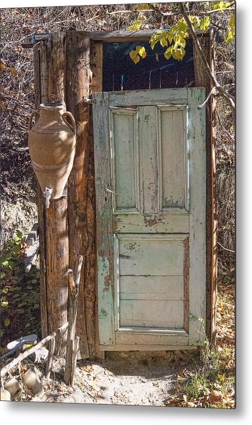 Improvised Outhouse Metal Print featuring the photograph Improvised Outhouse by Phyllis Taylor