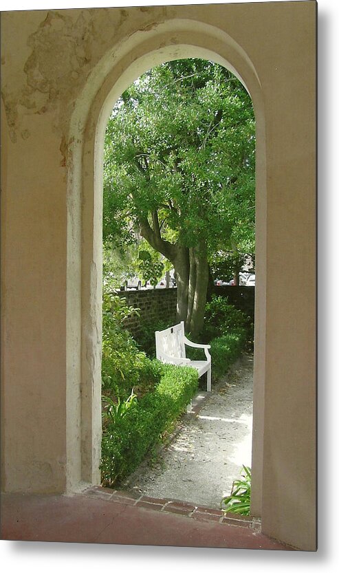 Door Metal Print featuring the photograph In a Garden House by Dody Rogers