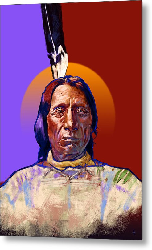 Native American Metal Print featuring the painting In the Name of the Great Spirit by Arie Van der Wijst