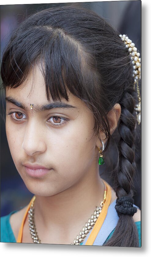 India Day Parade NYC 08 17 14 Young Indian Girl Metal Print by Robert  Ullmann - Fine Art America
