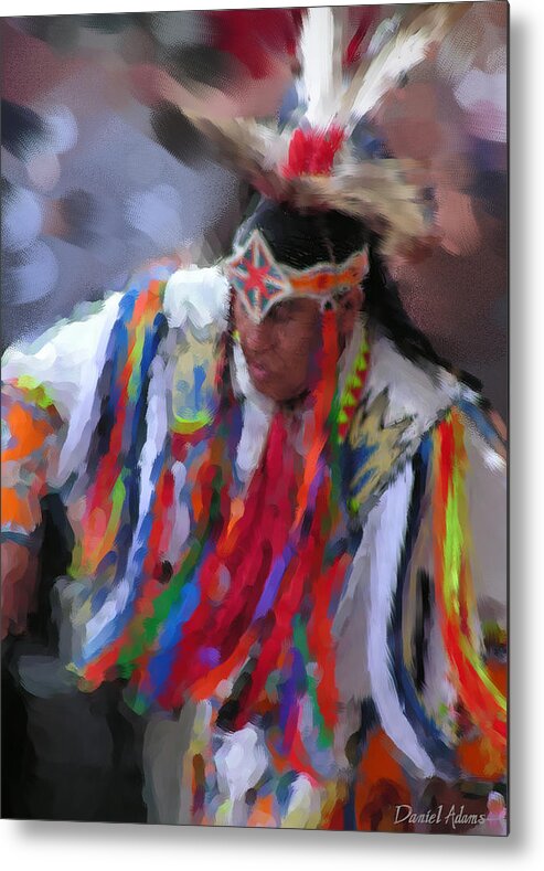 Indian Metal Print featuring the painting DA121 Indian Dance by Daniel Adams by Daniel Adams