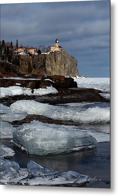 Ellingson Island-lake Superior-minnesota-great Lakes-northshore-lighthouses-splitrock Lighthouse-water-ice- Shorelines-rocks-landscapes- Metal Print featuring the photograph Island View by Gregory Israelson