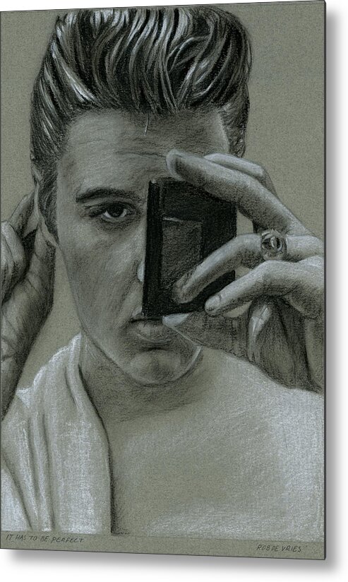 Elvis Metal Print featuring the drawing It has to be perfect by Rob De Vries