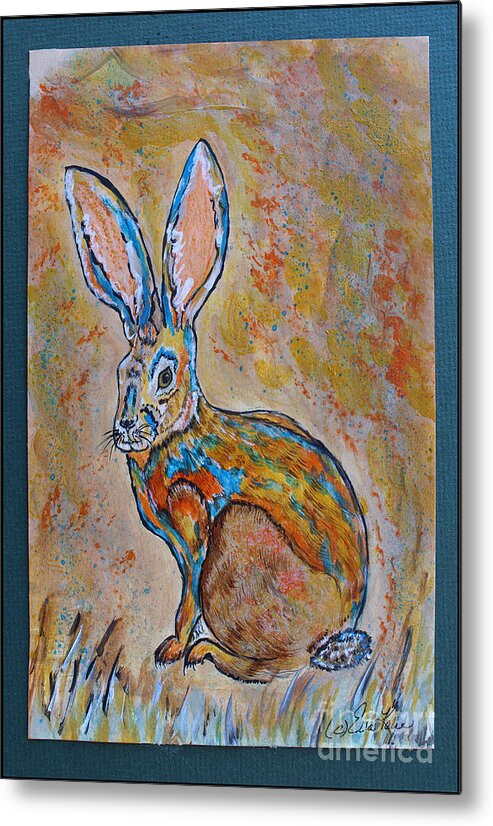 Rabbit Metal Print featuring the painting JackRabbit by Ella Kaye Dickey