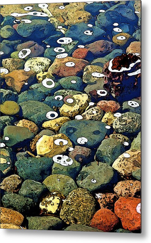 Japanese Garden Metal Print featuring the digital art Japanese Garden Pool Rocks by Gary Olsen-Hasek