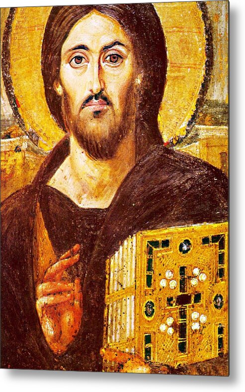 Jesus Icon Metal Print featuring the photograph Jesus Icon at Saint Catherine Monastery by Munir Alawi
