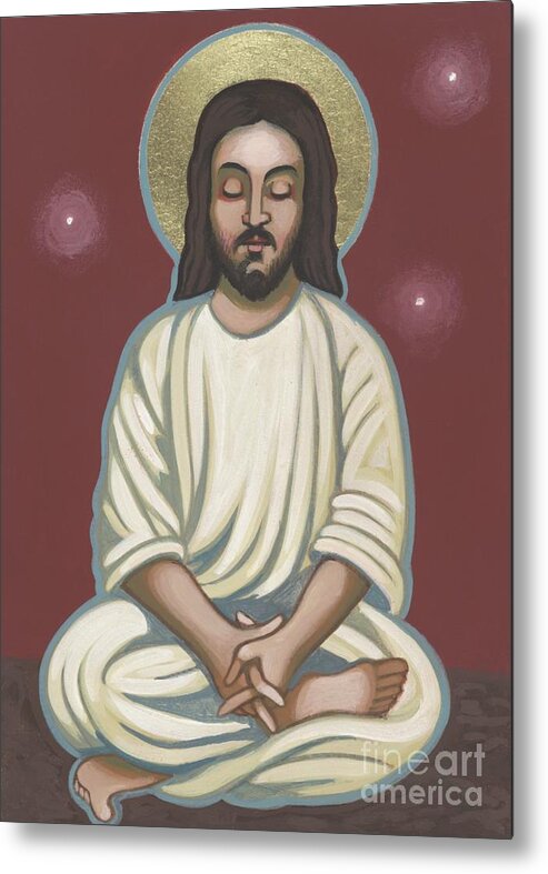 A Meditating Jesus? Father Bill Depicts Jesus In The Lotus Position Metal Print featuring the painting Jesus Listen and Pray 251 by William Hart McNichols