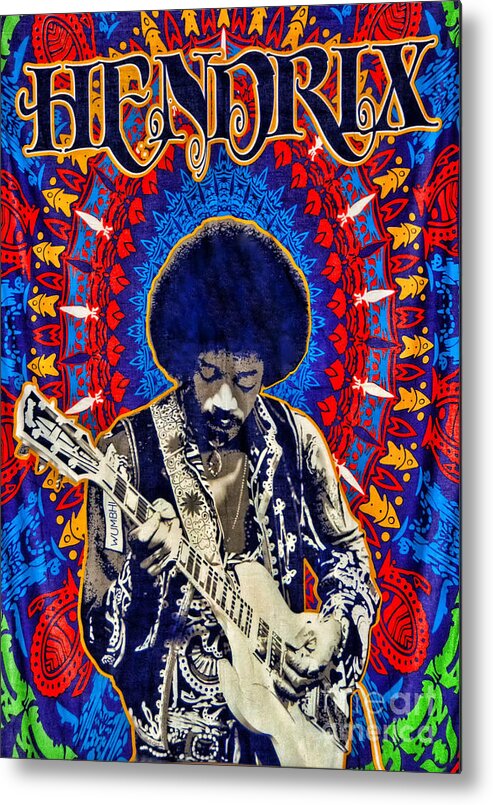 American Metal Print featuring the digital art Jimi Hendrix by Peter Dang