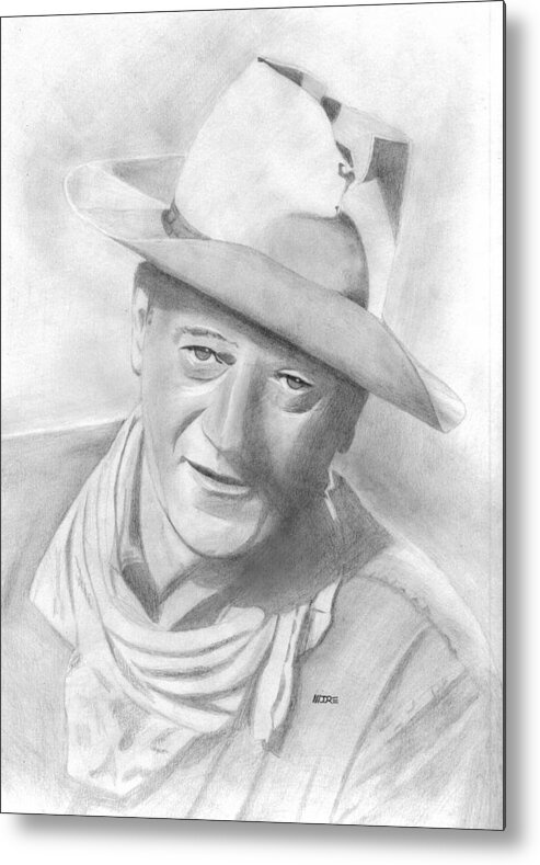 John Wayne Metal Print featuring the drawing John Wayne by Pat Moore