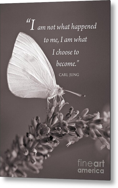 Recovery Metal Print featuring the photograph Jung Quotation and Butterfly by Chris Scroggins
