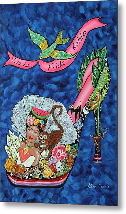 Frida Kahlo Metal Print featuring the painting Kick Up Your Heels Frida by Ilene Satala