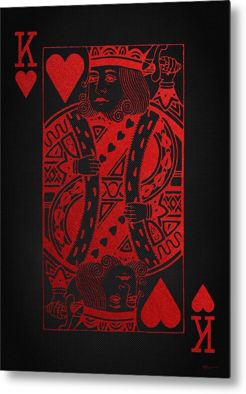 'red And Black' Collection By Serge Averbukh Metal Print featuring the digital art King of Hearts in Red on Black Canvas  by Serge Averbukh