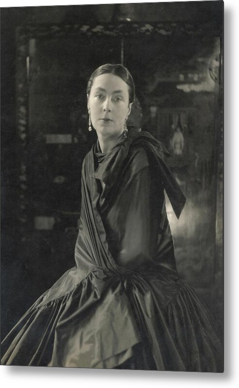Model Metal Print featuring the photograph Lady Wimborne In A Silk Wrap Dress by Edward Steichen