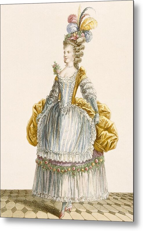 Clothing Metal Print featuring the drawing Ladys Ball Gown, Engraved By Dupin by Pierre Thomas Le Clerc