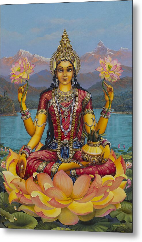 Lakshmi Metal Print featuring the painting Lakshmi Devi by Vrindavan Das