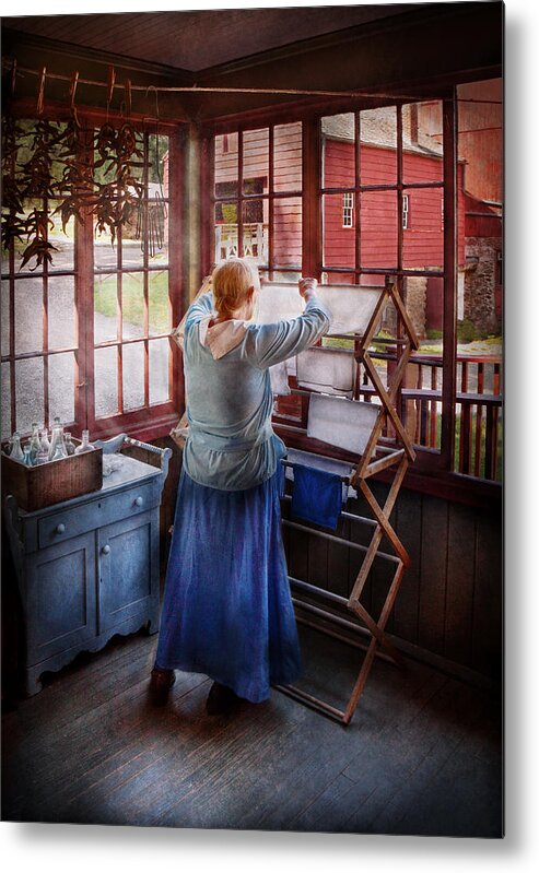 Miss Lady Blue Metal Print featuring the photograph Laundry - Miss Lady Blue by Mike Savad