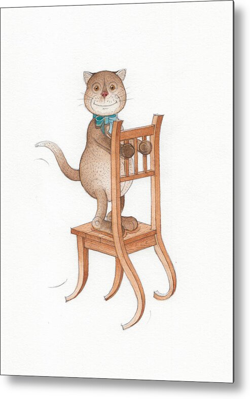 Cats Chair Trip Travel Voyage Metal Print featuring the painting Lazy Cats08 by Kestutis Kasparavicius