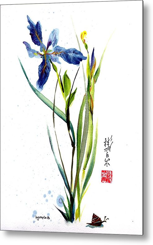 Chinese Brush Painting Metal Print featuring the painting Leaving Zen by Bill Searle