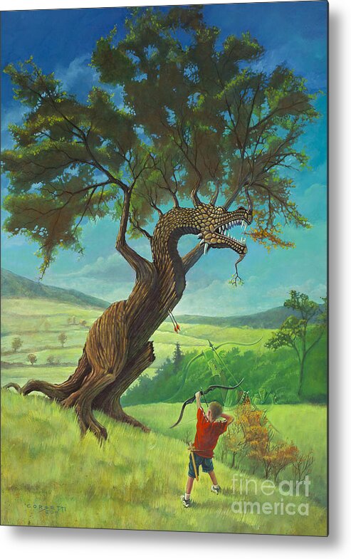 Wall Art Metal Print featuring the painting Legendary Archer by Robert Corsetti