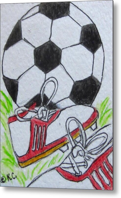 Soccer Metal Print featuring the painting Let's Play Soccer by Kathy Marrs Chandler