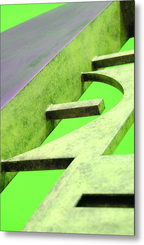 Abstract Metal Print featuring the photograph Lime Santa Fe Abstract Vert by Glory Ann Penington