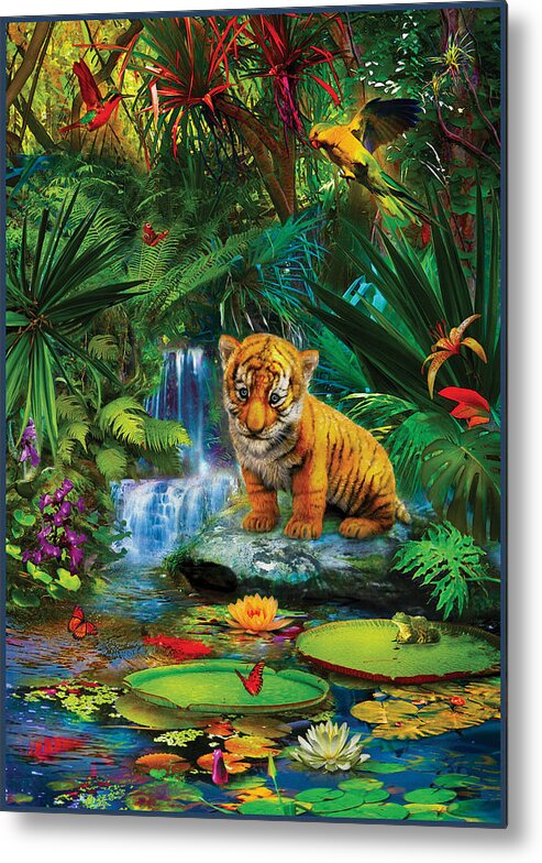 Tigre Metal Print featuring the drawing Little Tiger by MGL Meiklejohn Graphics Licensing