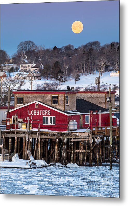 Bailey Island Maine Metal Print featuring the photograph Lobster Wharf Moon by Benjamin Williamson