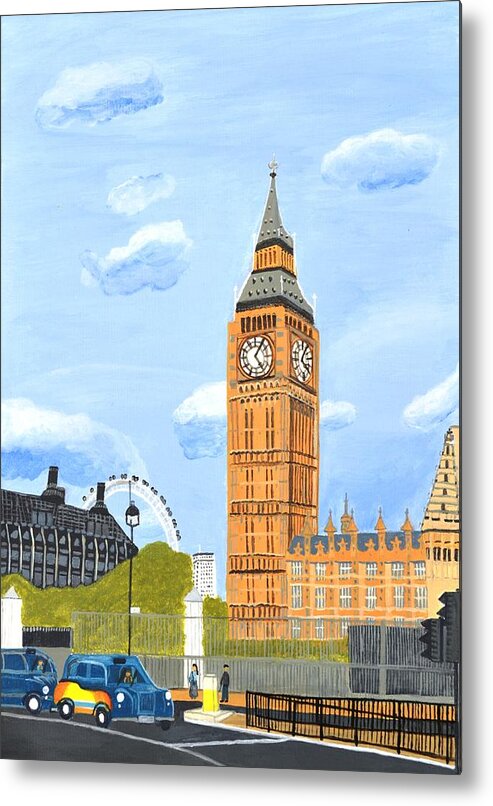 Big Ben Metal Print featuring the painting London England Big Ben by Magdalena Frohnsdorff