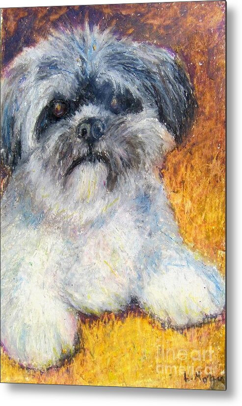 Lhasa Apso Metal Print featuring the painting Love My Lhasa by Laurie Morgan
