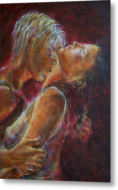 Lovers Metal Print featuring the painting Lovers in Red by Nik Helbig