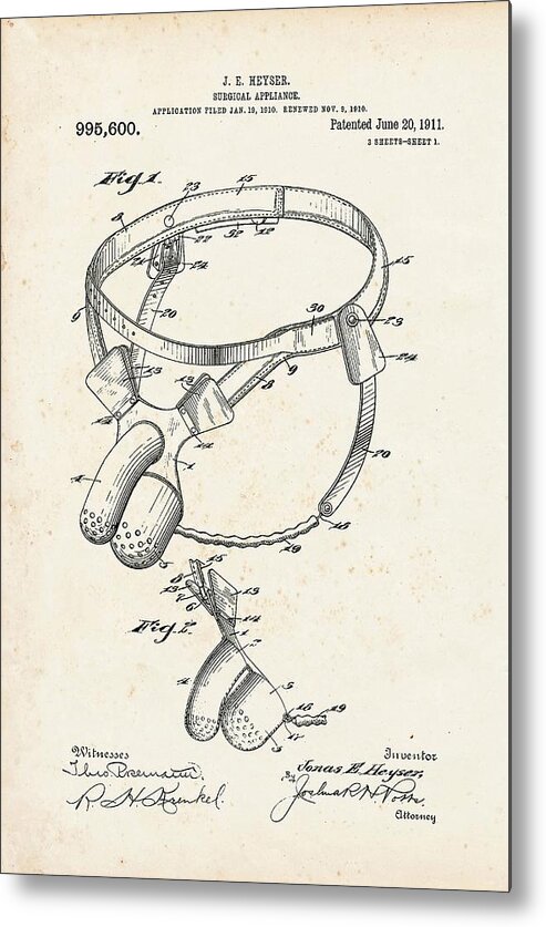 Male Chastity Belt Patent Metal Print by Us Patent And Trademark Office -  Fine Art America