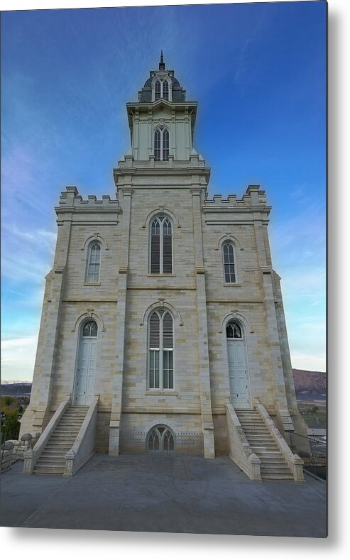 Manti Temple Metal Print featuring the photograph Manti Temple East Side by David Andersen