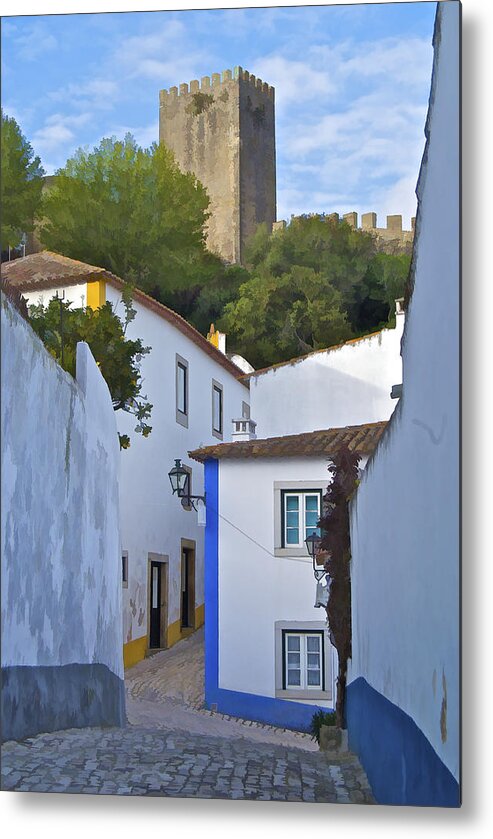 Blue Metal Print featuring the photograph Medieval Castle of Obidos by David Letts