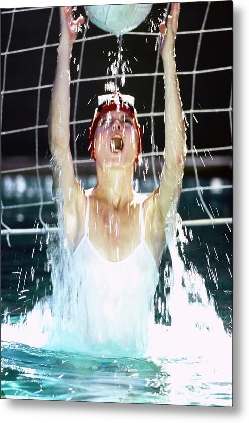 Health Metal Print featuring the photograph Melanie Cain Playing Water Volleyball by Jacques Malignon